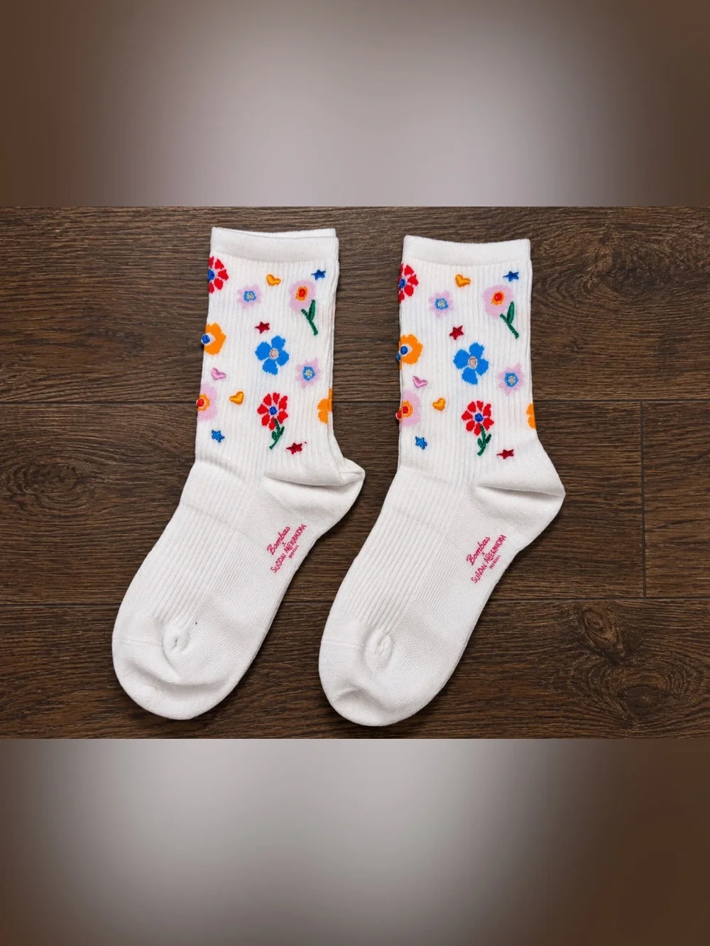 Bombas x Susan Alexandra Floral Embroidered Half Calf Socks